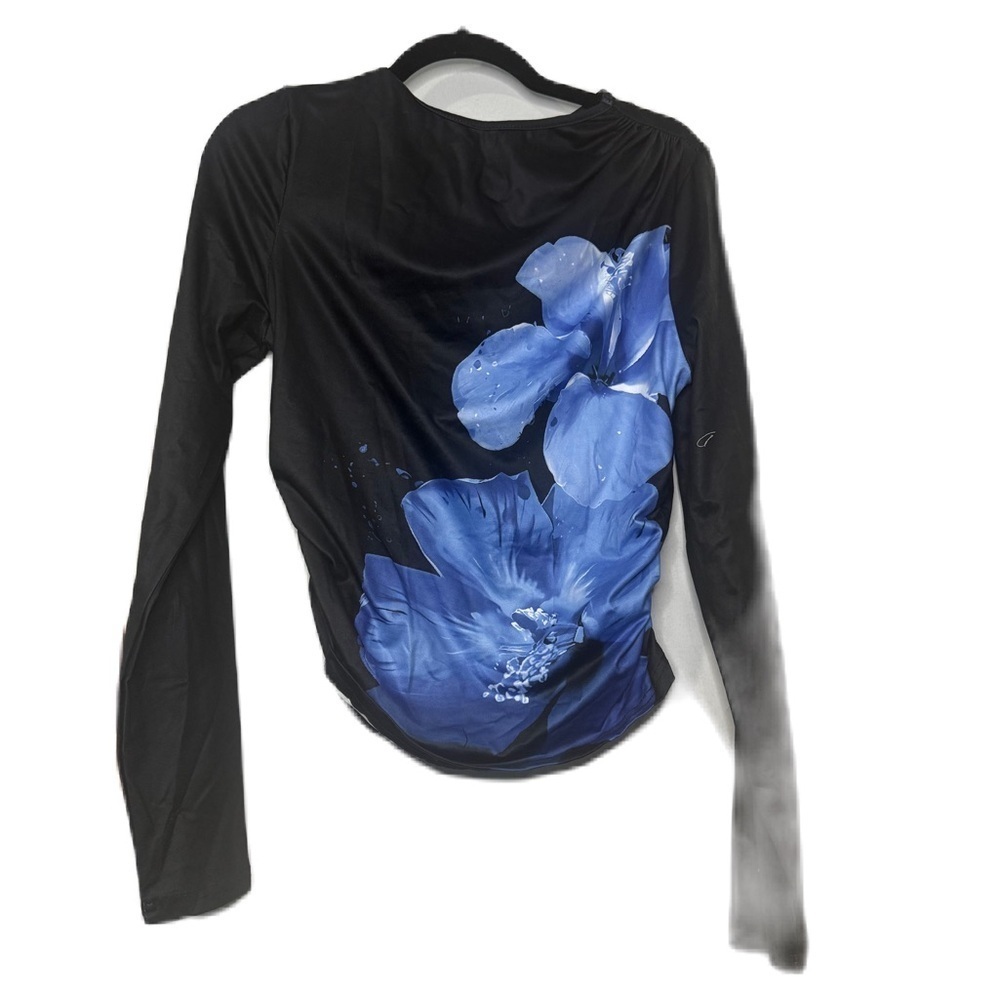 Floral Black and Blue Women's Top